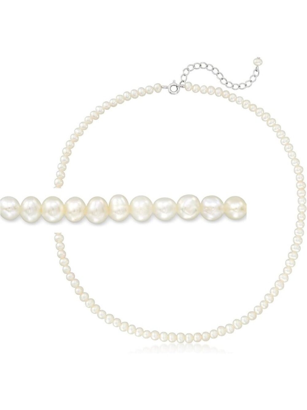 Elegant Cultured Pearl Choker Necklace, Sterling Silver, 14 inches, 3.5-4.5mm